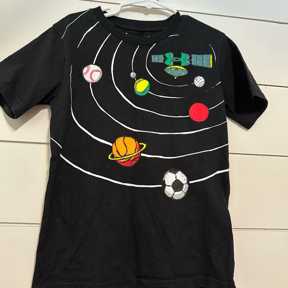 Under Armour Black Kids Graphic Sports & Space Tee